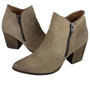 Freebird by Steven Rock Ankle Boots Booties Sz 6 Block Heel Tan Brown Leather